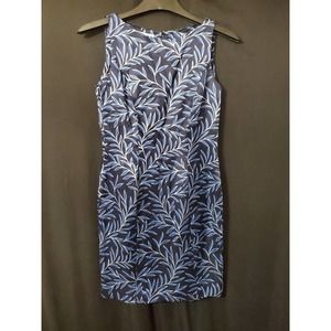 Safe Silk Blue and White Sheath Dress, Size 6